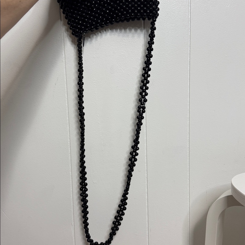 Vintage black beaded purse bag shoulder or crossbody - Picture 6 of 7